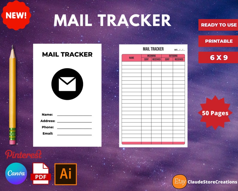 Printable Mail Tracker Interior Letter Planner Snail Mail Etsy