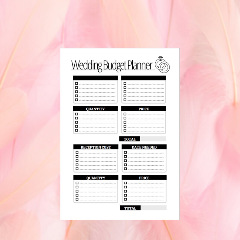 Digital Wedding Budget Planner Wedding Checklist Instant Etsy