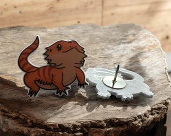 BEARDED DRAGON pin badge - ADD on - reptile, lizard, pin badge, clearance