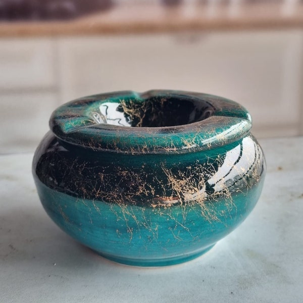 Windproof Marble Design Ashtray, Cool Ceramic Cigar Ashtray With Lid, Green Blue outdoor Ashtray, Home Balcony Decor Gift, Smooking Bowl