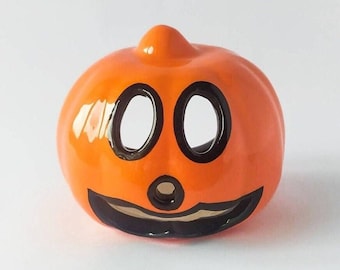 Halloween Ceramic Lantern, Hallow Pumpkin Candle Holder, Jack O Tealight Beacon, Funny Orange Pumpkin Decor, Halloween Home Accessory