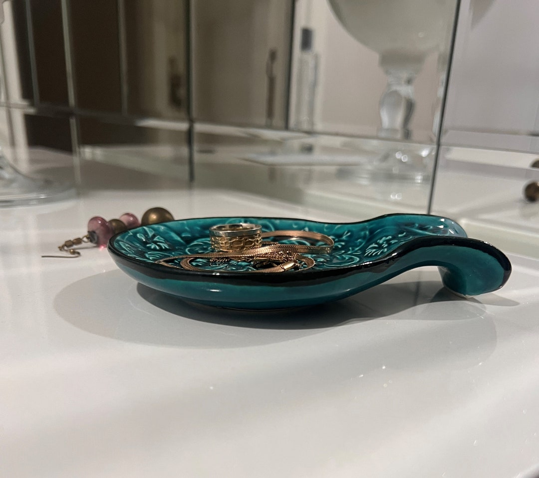 Ceramic Jewelry Dish, Authentic Wedding Ring Holder, Vintage Catchall