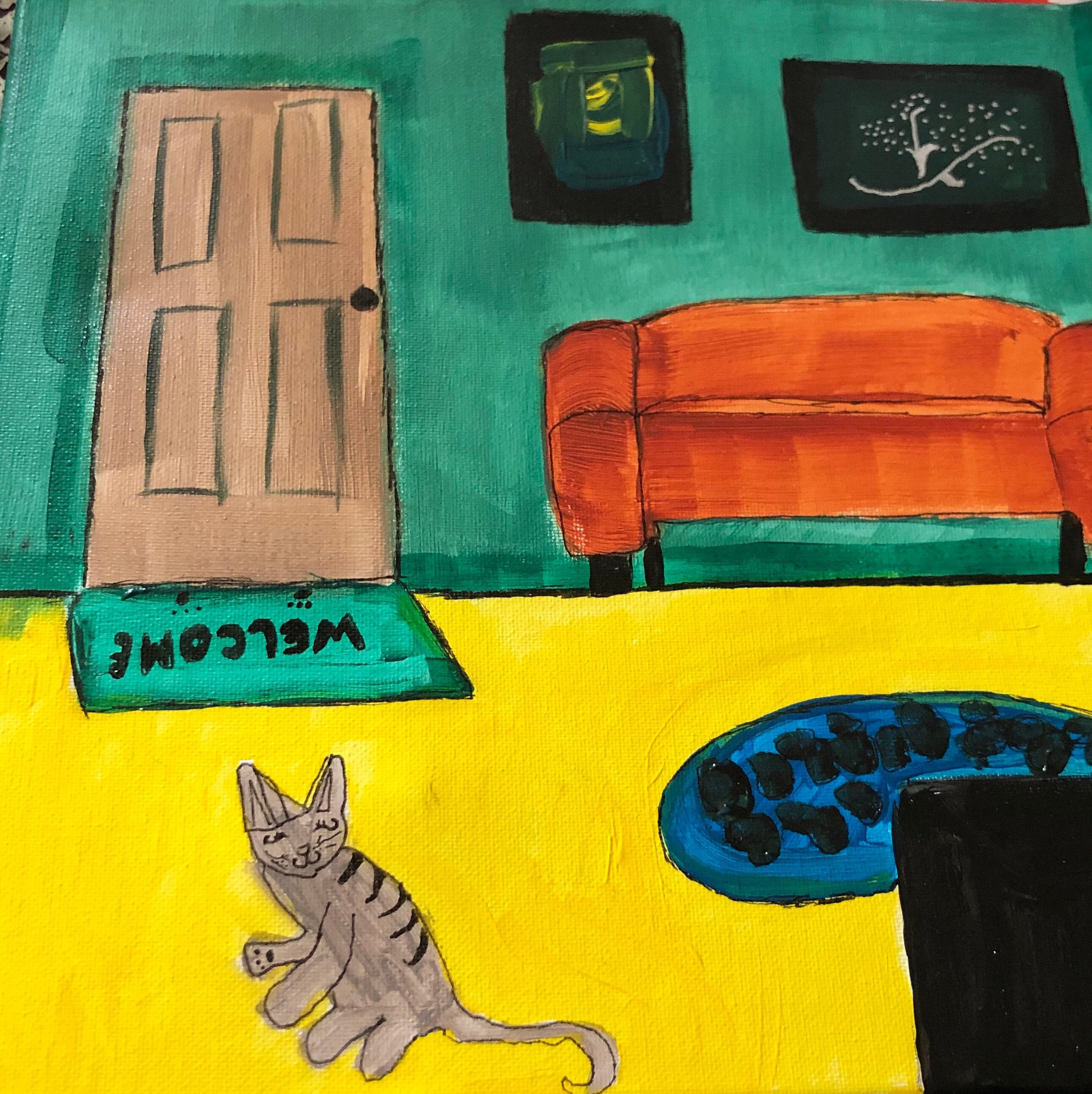 Cat In the Living Room Living Room Decor Kitchen Decor Etsy