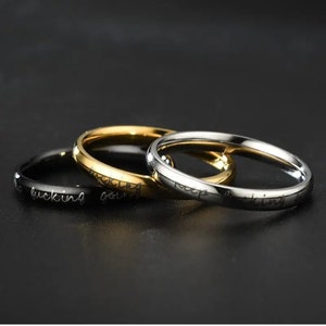 Motivational Stainless Steel Keep F*ing Going  Ring Thin Band in Black, Silver or Gold Inspirational Support Women's Men's Unisex Discreet