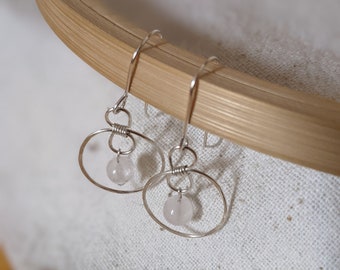 Quartz and Sterling Silver Curl Handmade Earrings