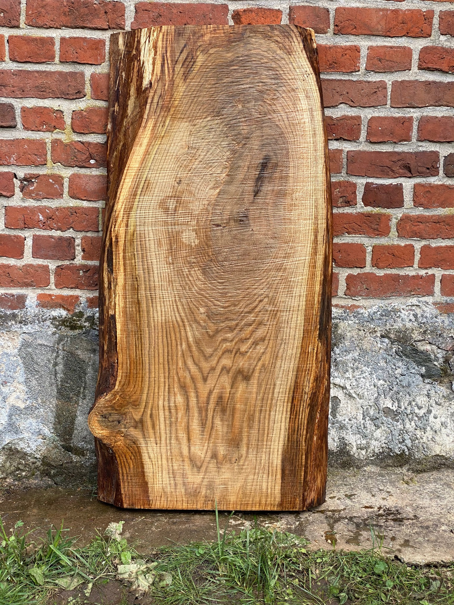 White Oak Live Edge Slab , Solid Wood Board, Table Top, Oak, Natural