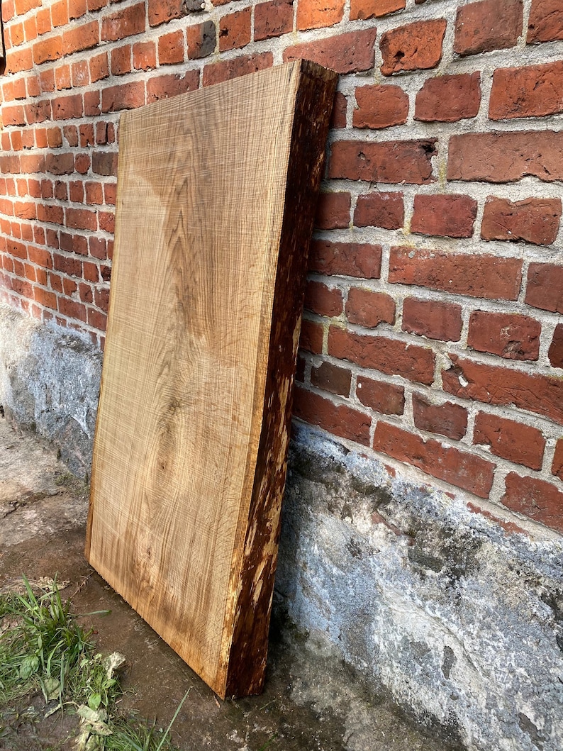 White Oak Live Edge Slab , Solid Wood Board, Table Top, Oak, Natural