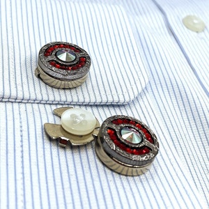 Vintage Red Stone Shirt Button Covers - Luxury Decorative Design - Perfect Valentine&#39;s Day, Wedding, or Anniversary Gift for Men