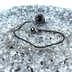 Handmade Stone Lapel Pin with Chain: Luxury Mens Accessory