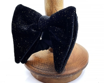 Black Glitter Bow Tie, Glitter Velvet Bow Tie, Groomsmen Bow Tie Solid Black, Wedding Bow Tie Black Suits, Mens Handmade Unique Bow Tie