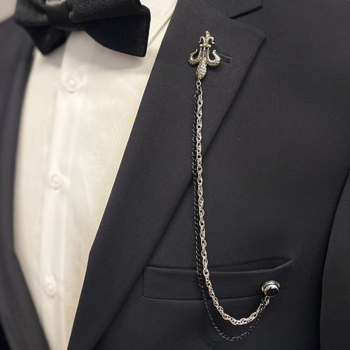 Handmade Shirt Collar Chain Brooch Set Jacket Lapel Pin Etsy