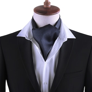 Navy Blue Ascot Cravat, Printed Ascot for Men, Mens Small Pattern Printed Ascot, Floral Ascot, Colorful Mens Ascot, Gift for Him, Mens Ascot