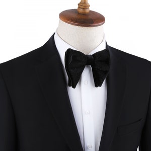 Black Velvet Bow Tie: Glitter Sparkle Tuxedo Handmade