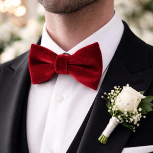 Rote Samtfliege für Männer, Luxushochzeits-Bräutigam-Fliege, klassisches formelles Smoking-Accessoire