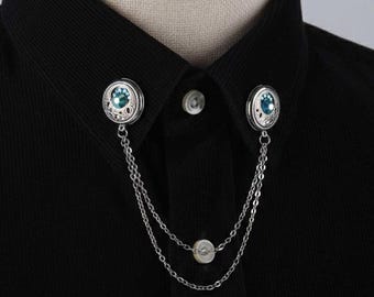Turquoise Stone Shirt Collar Chain for Men