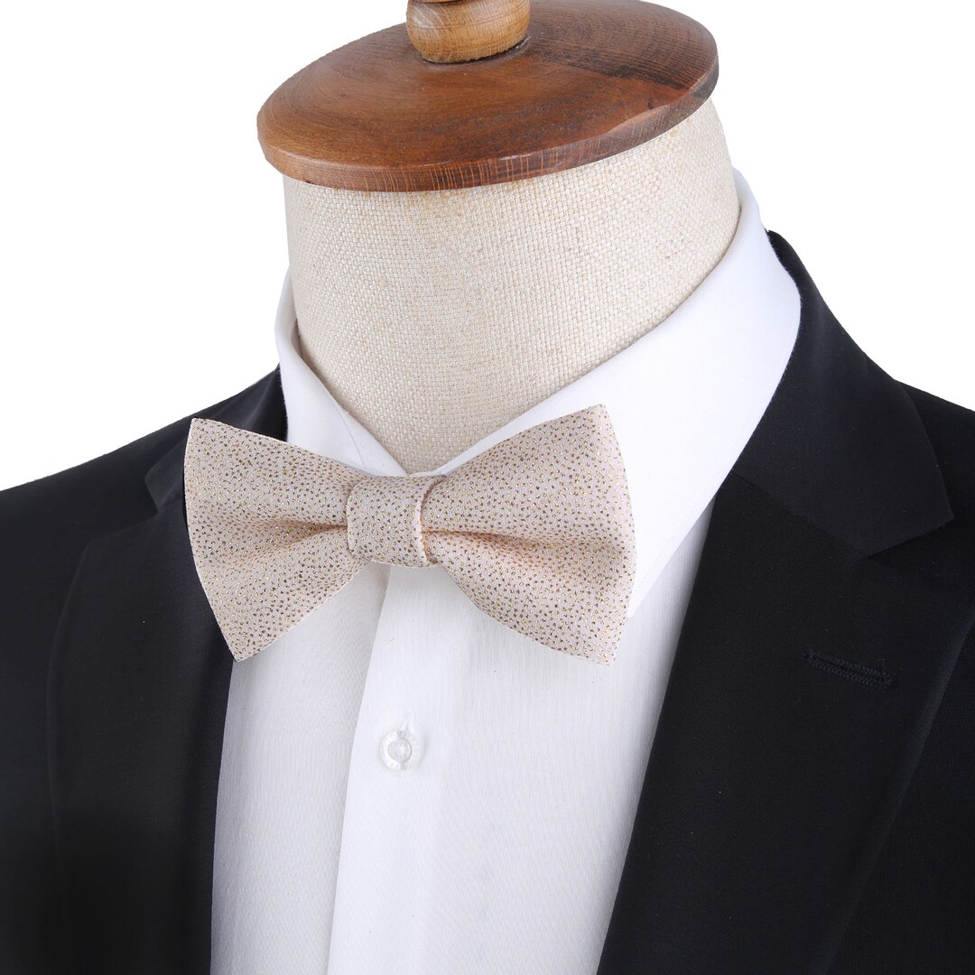 beige-gold-glitter-bow-tie-elegant-wedding-tuxedo-accessory-etsy