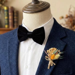 Nœud papillon fait main en velours noir, cravates de mariage smoking