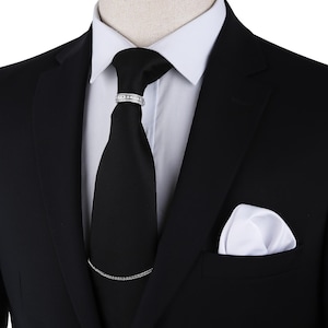 Crystal Tie Chain & Ring Set: Elegant Silver Necktie Accessory