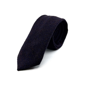Handmade Wool Tie with Matching Pocket Square - Elegant Navy Brown Design for Men - Perfect for Formal and Casual Outfits