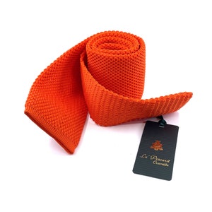 Orange Knit Tie for Men, Mens Knit Necktie, Orange Wedding Tie, Groomsmen Tie Orange, Knit Orange Tie, Luxury Mens Necktie, Gift for Him Tie