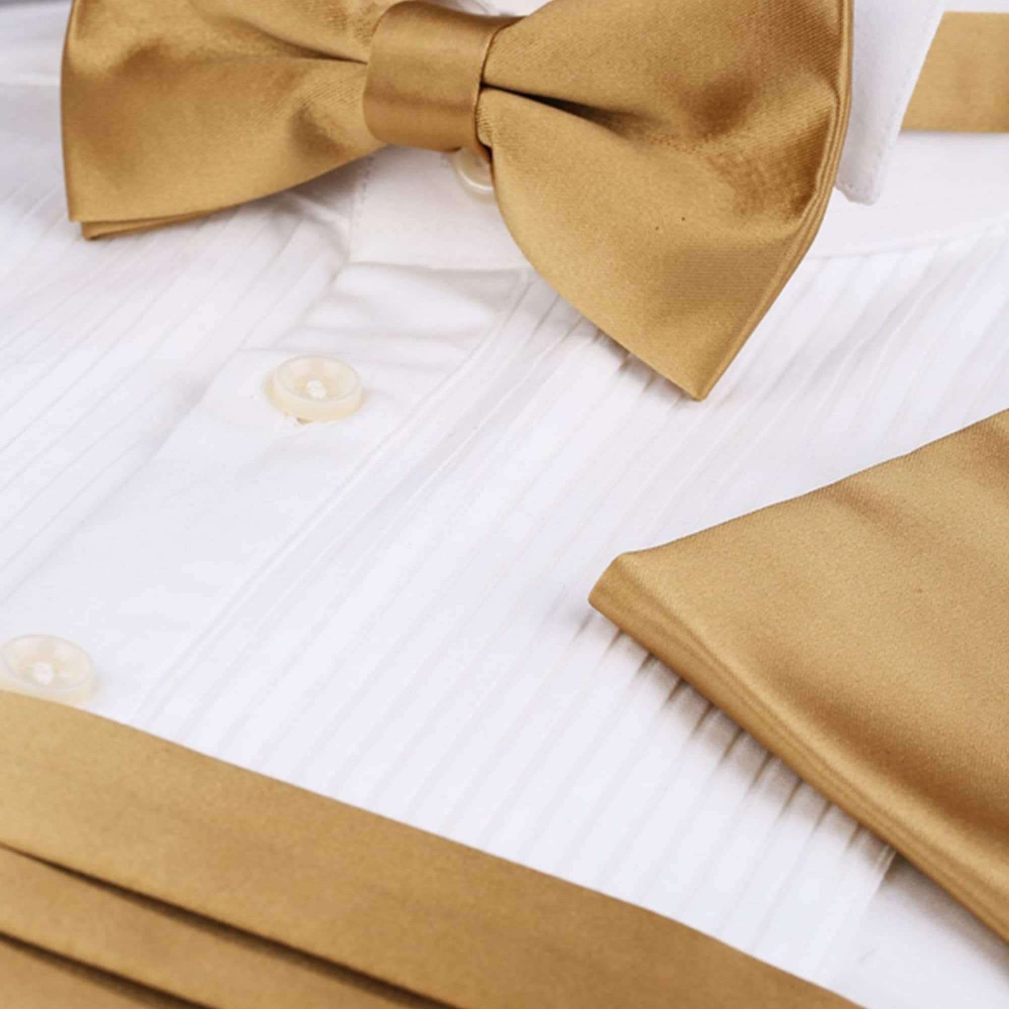 Gold Groomsmen Cummerbund Bow Tie Set Cummerbund Set Wedding Etsy