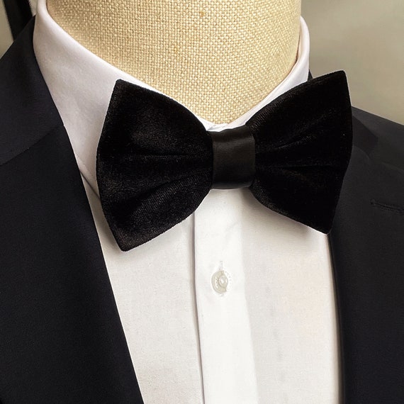 Black Solid Velvet Bow Tie Velvet Bow Tie for Groom Mens Etsy