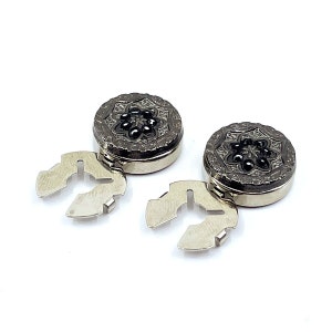 Dark Grey Black Stone Cufflinks, Handmade Silver Cufflinks, Black Stone Cufflinks, Detachable Cufflinks, Groomsmen Shirt Button Covers Gift