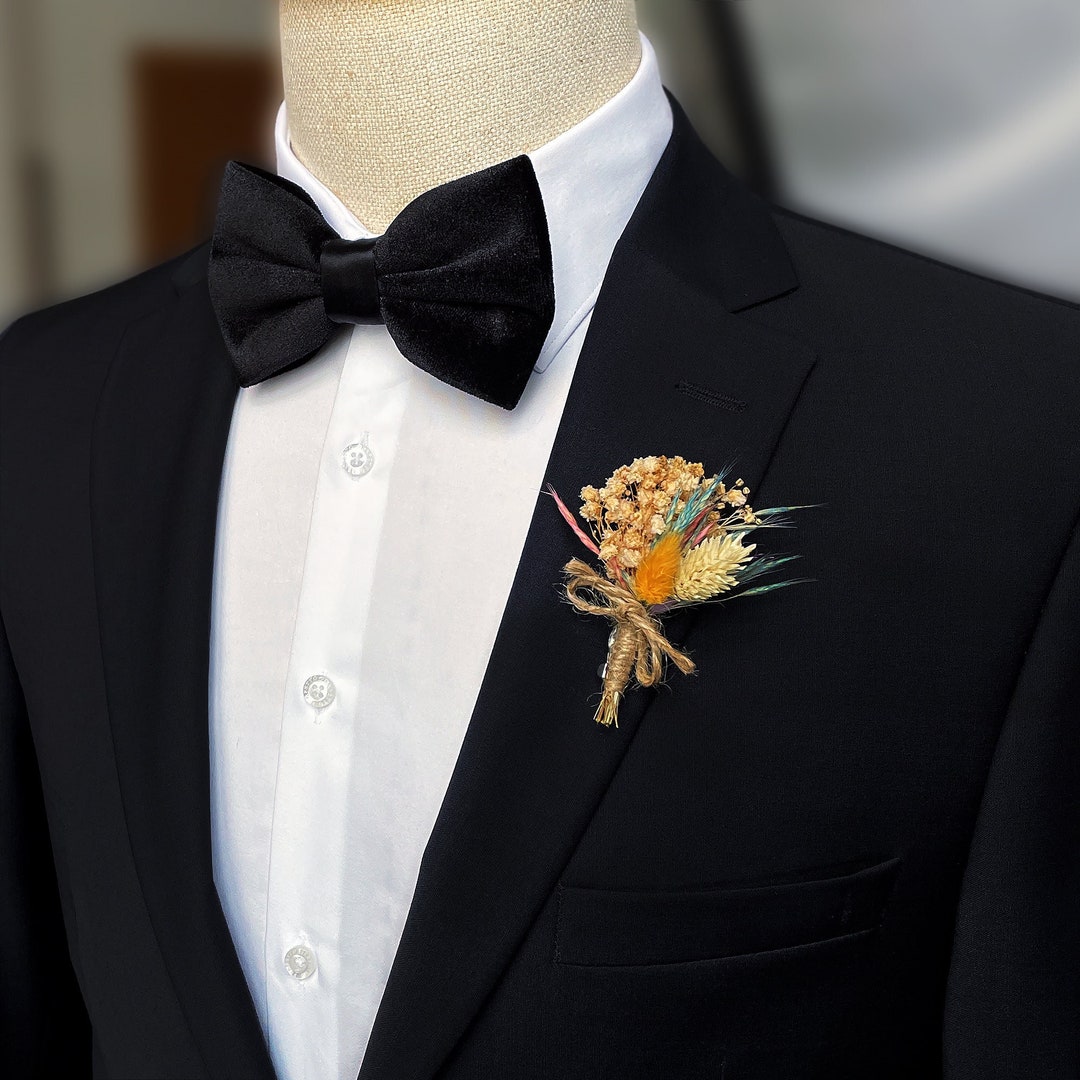 Bow Tie Sets For Men Men's 100% Satin Silk Luxury Bling Black