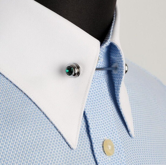 Shirt Collar Bar, Mens Shirt Collar Pin, Black Stone Collar Bar