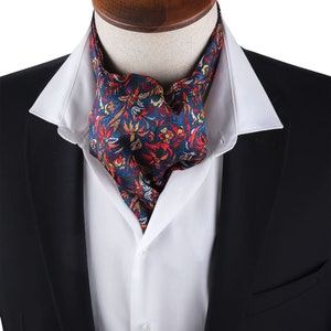 Elegant Floral Ascot Cravat | Colorful Vintage Neckwear for Men | Steampunk & Victorian Style | Wedding - Formal Fashion for Him