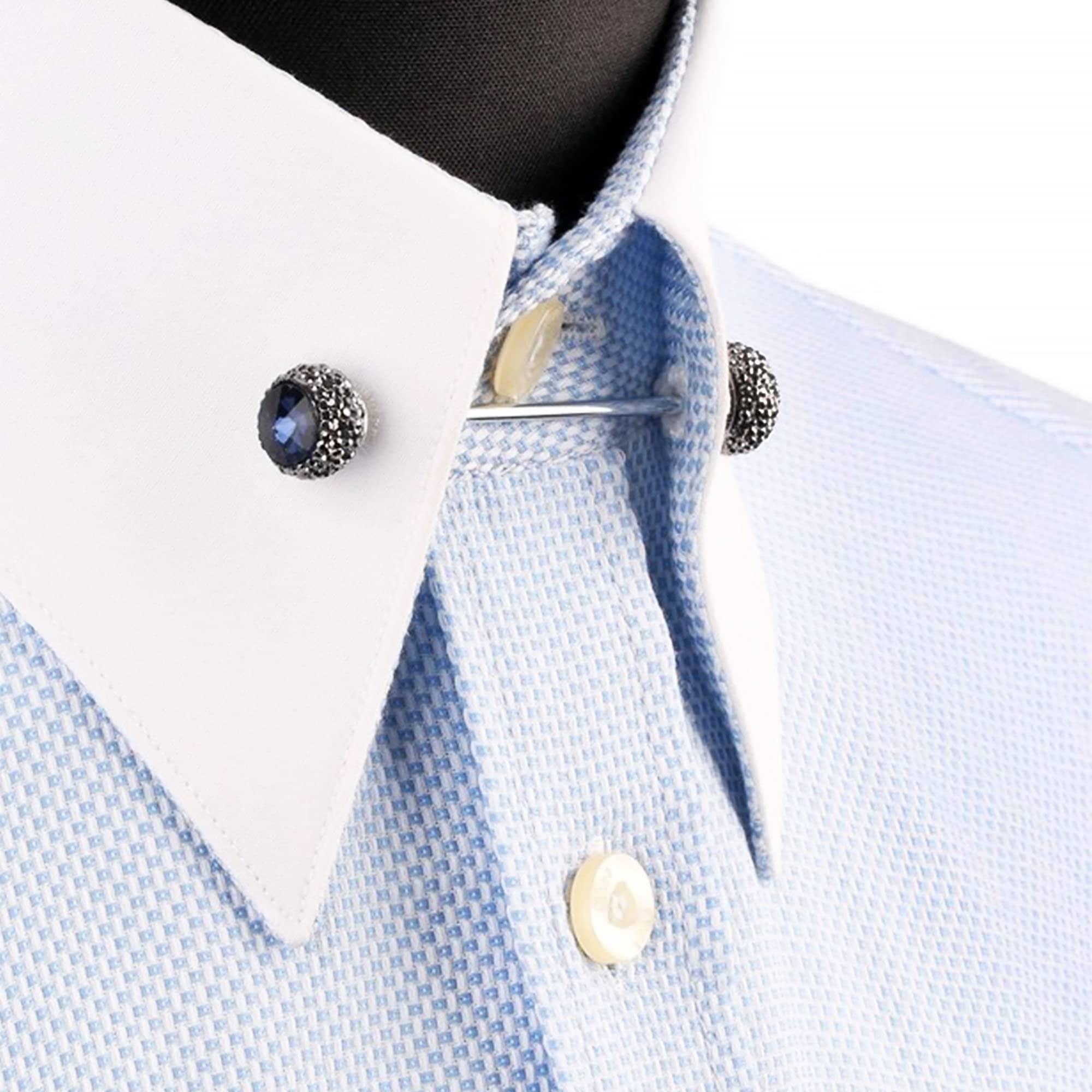 brandwonden Gezamenlijk maak het plat Navy Blue Stone Shirt Collar Pin Men's Collar Shirt Pin - Etsy