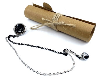 Shirt Collar Chain, Silver Collar Pin Black, Jacket Lapel Pin, Gift for Men, Mens Jewellery Accessory, Lapel Brooch Jacket Chain Brooch Pins