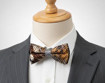 Luxury Animal Print Silk Bow Tie: Handmade Pleated Men's Formal Wear