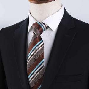 Elegant Brown Striped Silk Tie for Men – Stylish & Unique Design for Business, Weddings - Special Events – Premium Quality Accessory Gift