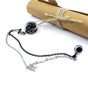 Shirt Collar Chain, Silver Collar Pin Black, Jacket Lapel Pin, Gift for Men, Mens Jewellery Accessory, Lapel Brooch Jacket Chain Brooch Pins