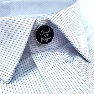 Fundas de botones de camisa personalizadas - Nombres grabados a medida - Regalo perfecto para bodas, aniversarios o el día de San Valentín, gemelos para novios
