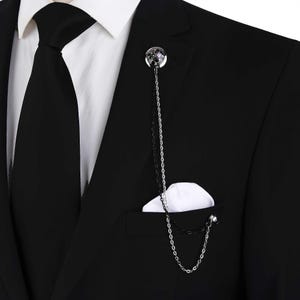 Black & Silver Lapel Pin Chain: Gothic Suit Accessory, Groomsmen Gift