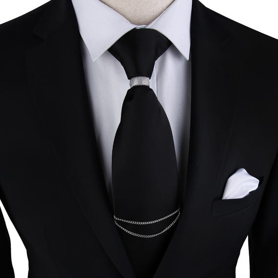 black dress shirt with silver tie G191 Shirt/Silver Boy Formal Tuxedo Tux Suit Set Sizes Baby to Teens Structured point collar Black Shirt with Collar Pin,