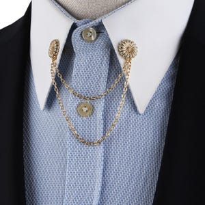 Luxury Gold Shirt Collar Chain - Elegant Double Layer Chain Pin for Men’s Suit, Vintage Style Lapel & Collar Accessory | Men's Gift Idea