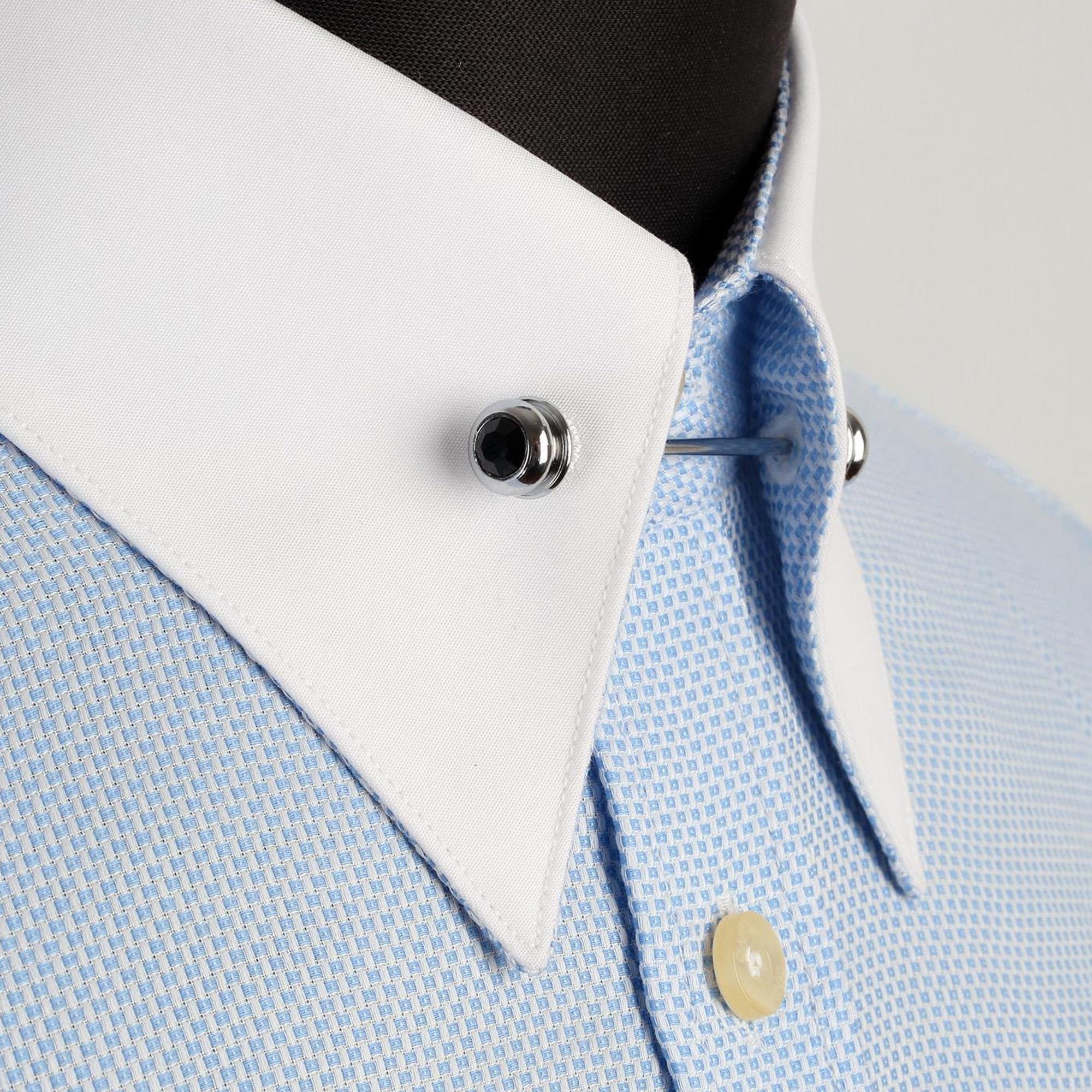 Mens Shirt Collar Bar: Silver Lapel Pin With Black Stone - Etsy