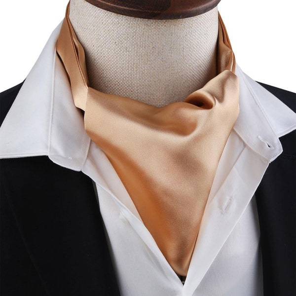 Solid Gold Ascot Cravat, Satin Ascot for Men, Gold Solid Mens Motif Ascot, Gold Color Ascot for Men, Gold Mens Ascot, Unique Mens Gift