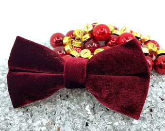 Nœud papillon en velours uni rouge bordeaux, Nœud papillon en velours, Nœud papillon en velours bordeaux, Cravate cadeau pour le marié, Cadeau de mariage, Nœuds papillon de mariage, Cadeau d'anniversaire pour homme