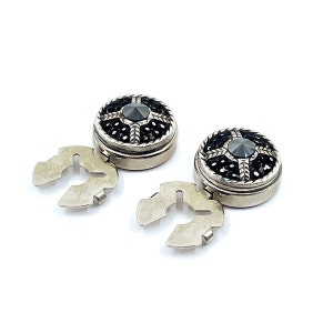 Shirt Button Cover Cufflinks, Handmade Silver Cufflinks, Black Stone Cufflinks, Gift For Men, Cufflinks Gift for Grooms, Mens Gift Cufflinks