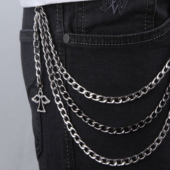 Zalzyywb 1pcs Pu Belt Chain Men Trouser Jeans Key Chain Wallet