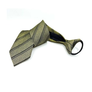 Men’s Gold & Black Zipper Tie – Pre-Tied Adjustable Microfiber Neck Tie – Easy Wear Zip Tie for Business, Wedding - Formal Events, Mens Gift