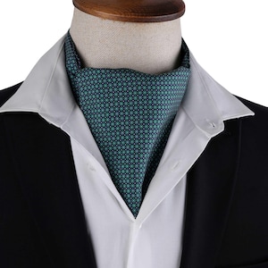 Luxury Green & Purple Italian Silk Ascot Cravat – Men&#39;s Formal Wedding Neck Scarf – Elegant Vintage Style Cravat Gift for Him - Handmade Tie
