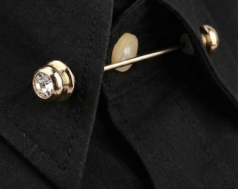 Gold Shirt Collar Bar Pin: Vintage Style  Gemstone Accessory