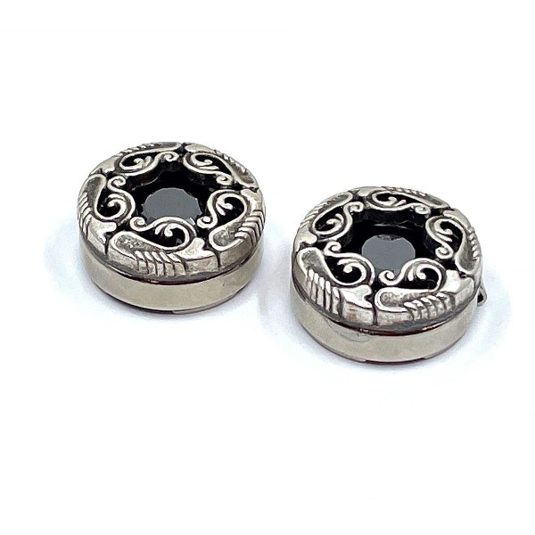 Boutons de manchette de couverture de bouton de chemise, boutons de manchette en argent faits à la main, boutons de manchette en pierre gris foncé, couverture de bouton gris, cadeau de mariage pour homme, bouton de manchette de garçons d'honneur