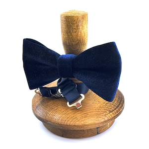 Handmade Navy Blue Velvet Bow Tie: Formal Tuxedo Accessory