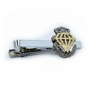 Conjunto de prendedores de gravata de prata de luxo - Designs elegantes de coroa e pedras preciosas, acessórios masculinos feitos à mão, presente perfeito para ocasiões formais, prendedor feito à mão